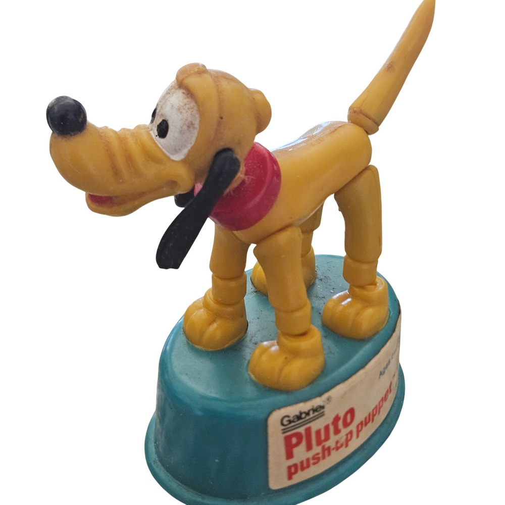 Vintage 1977 Pluto Push-Up Puppet Dancer Gabriel Toy Yellow Disney Vintage Toy